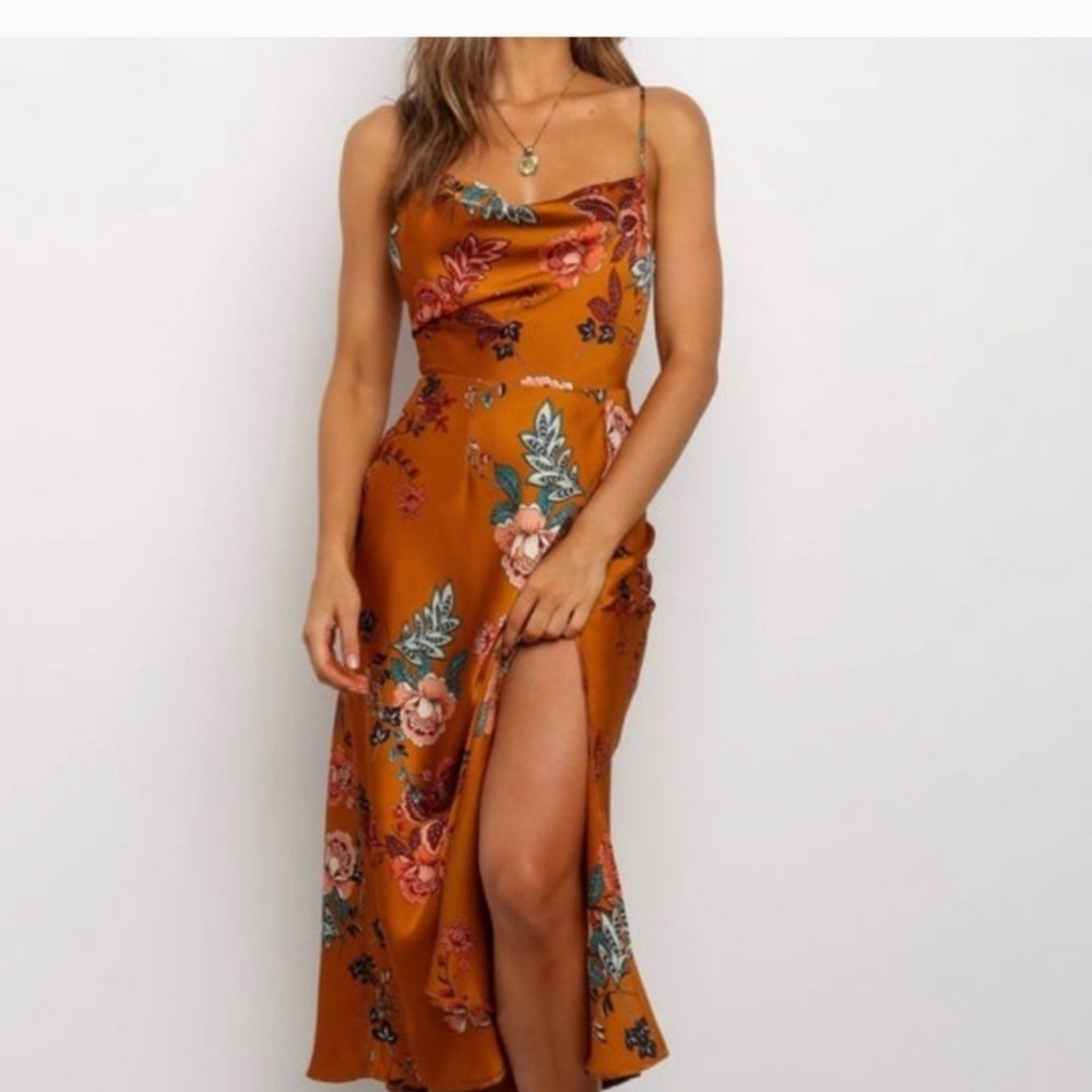 Petal and Pup Alejandra Cowl Neck Midi Dress